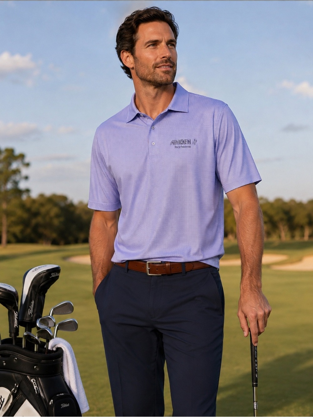 Peter Millar Men’s Light Lavender Summer Comfort Golf Polo Shirt,  XXL